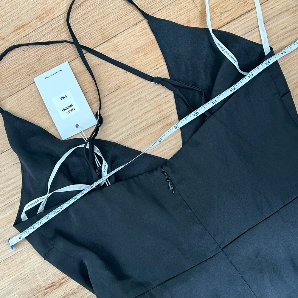 NWT $188 lovers and friends KAMALA MINI DRESS xxs black satin - Picture 13 of 13